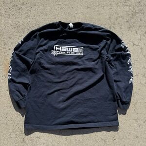 Hawaii No Ka Oi Black Long Sleeve Graphic Shirt Men's Large Surf Tee Size L